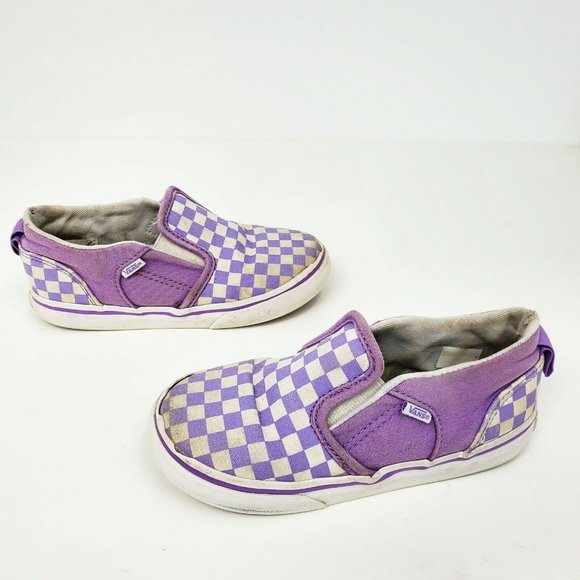 Vans Other - Vans Purple Checkered Slip On Shoes Sneakers 10.5